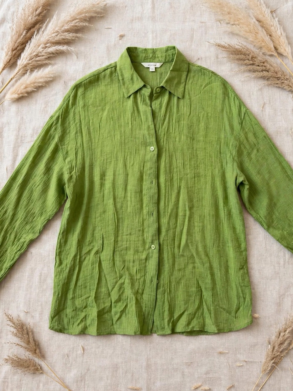 Relaxed Green Button-Down Shirt for Women